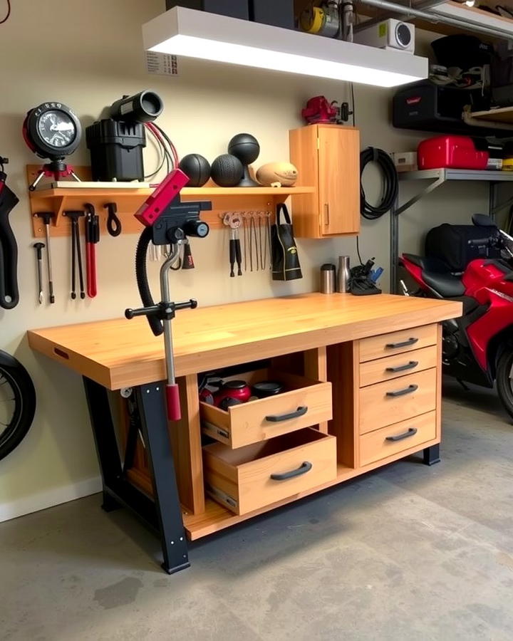 Dedicated Workbench Space - 25 Motorcycle Garage Ideas