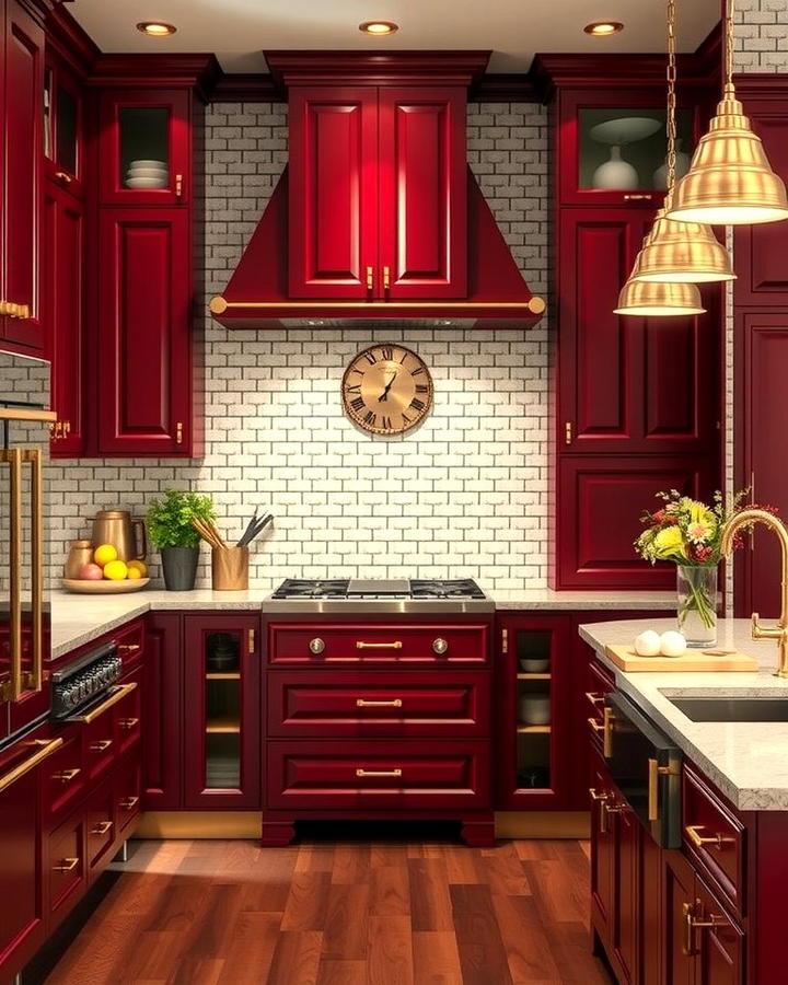 Deep Burgundy Cabinets for a Bold and Cozy Vibe - 25 Painting Kitchen Cabinet Ideas