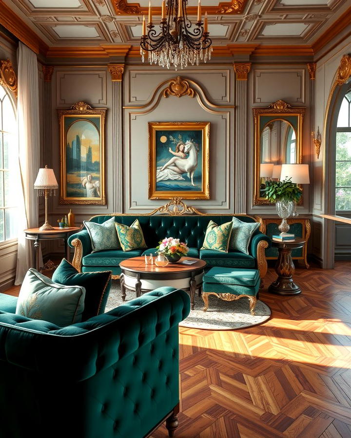 Deep Green Velvet Sofas - 25 Victorian Dark Green Living Room Ideas