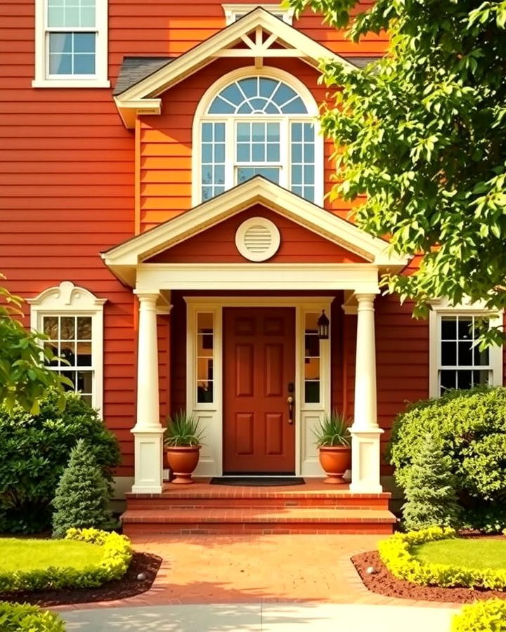 Deep Pumpkin with Cream Highlights - 25 Orange House Exterior Ideas