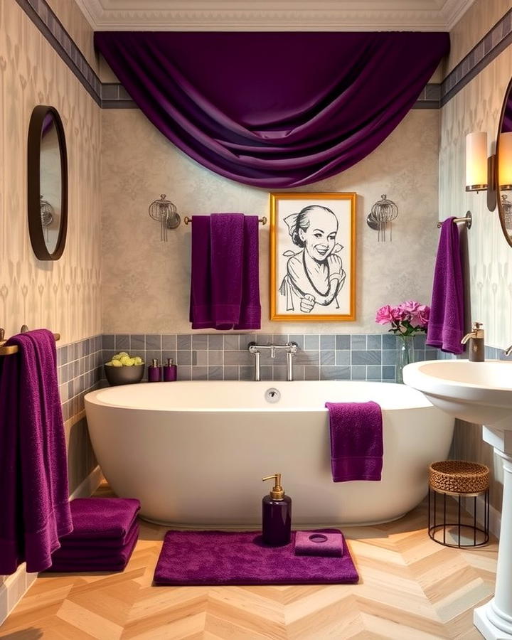 Deep Purple Towels and Accessories - 25 Purple Bathroom Ideas