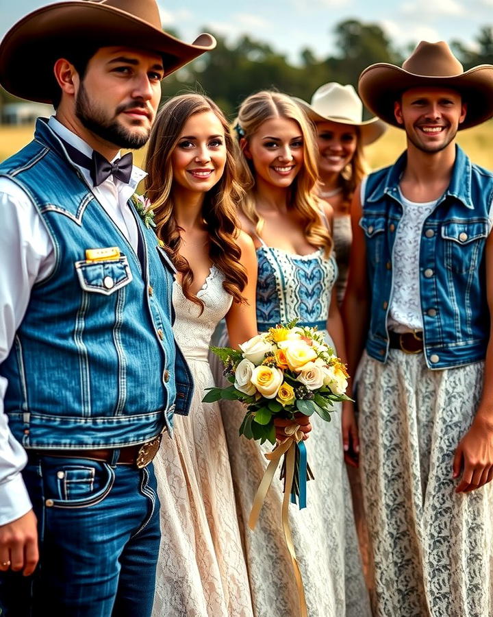 Denim and Lace Attire - 25 Western Wedding Ideas