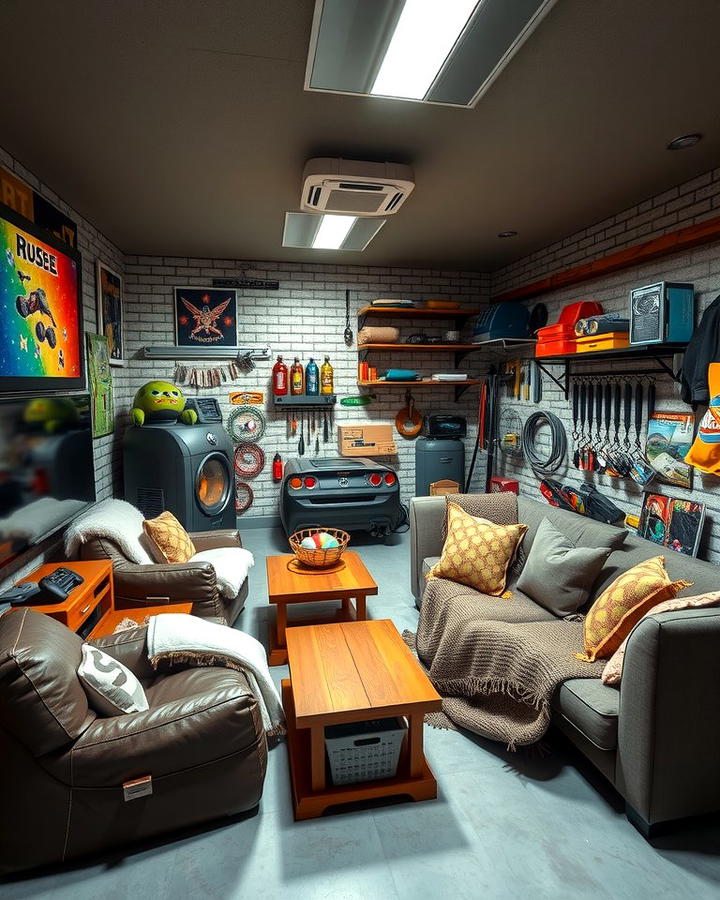 Designing a Comfortable Lounge Area - 30 Garage Game Room Ideas