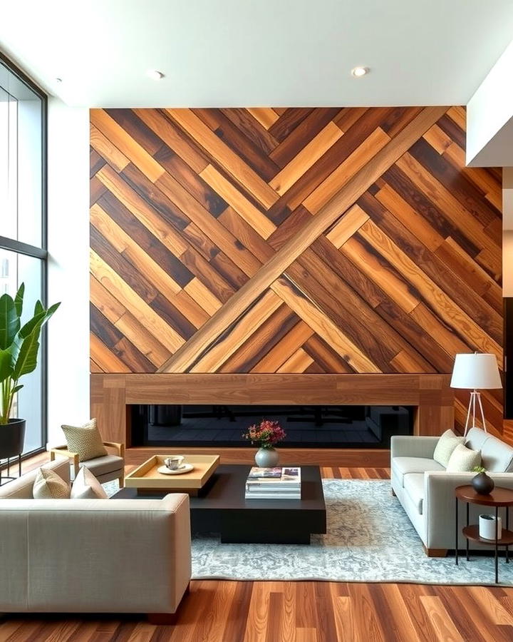 Diagonal Wood Accent Wall - 25 Wood Trim Accent Wall Ideas