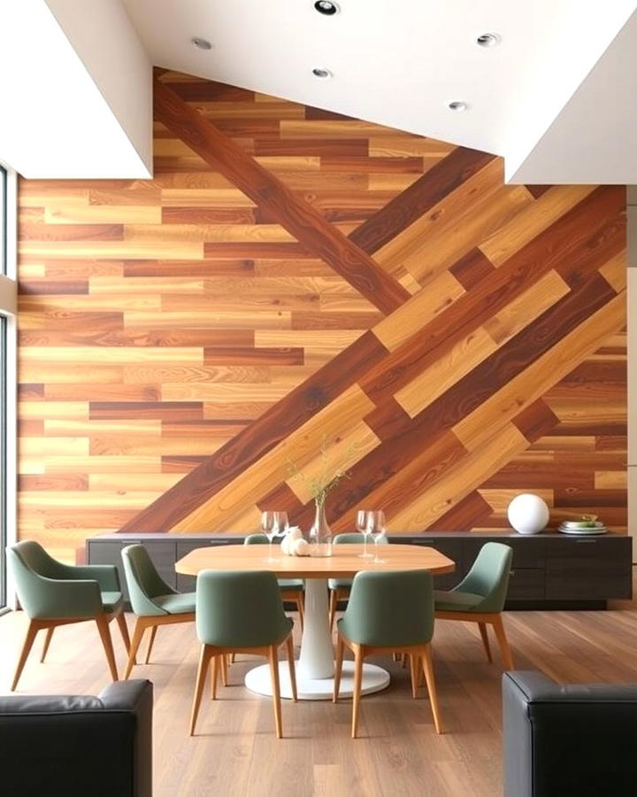 Diagonal Wood Plank Wall - 25 Wood Trim Accent Wall Ideas