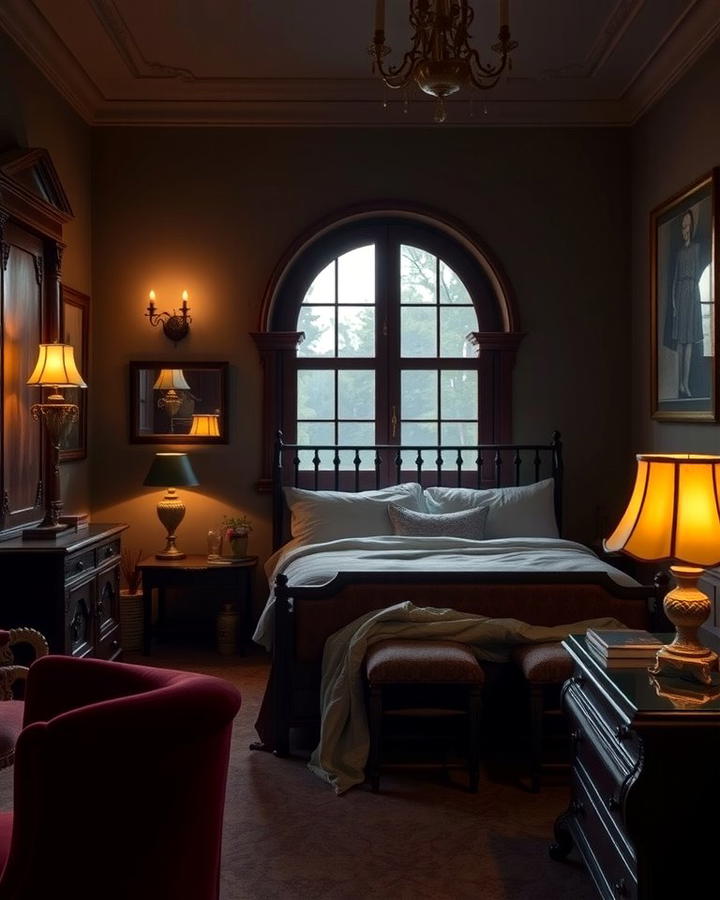 Dim Ambient Lighting - 30 dark academia bedroom ideas