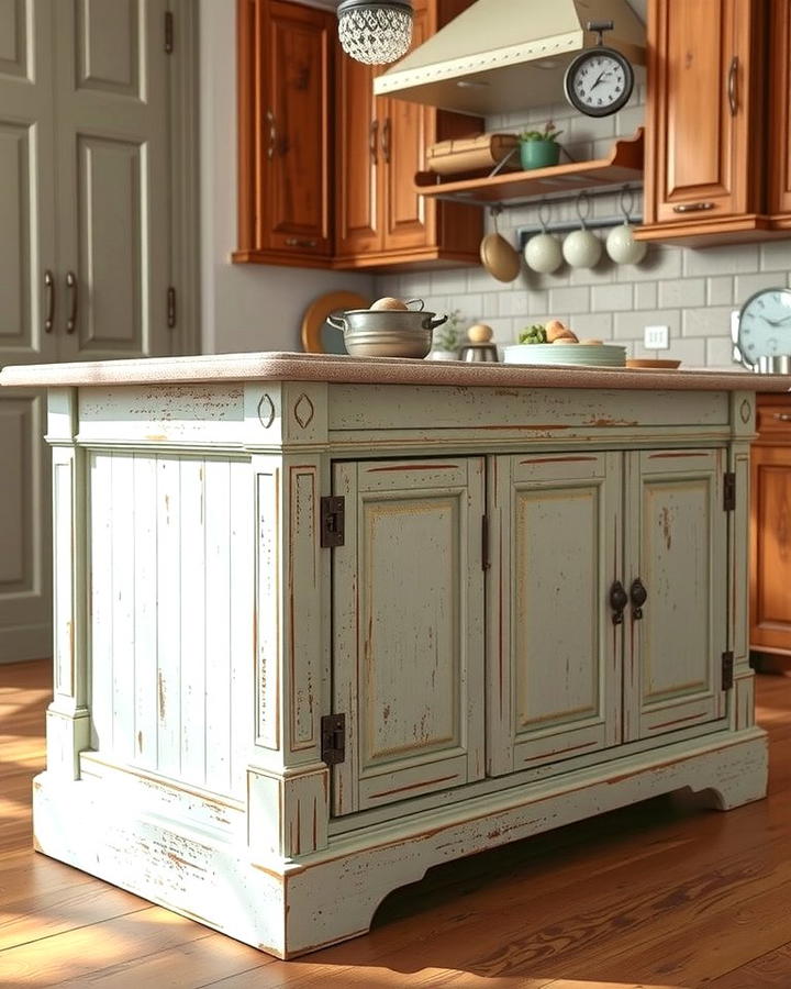 Distressed Paint Finish - 25 Rustic Kitchen Island Ideas