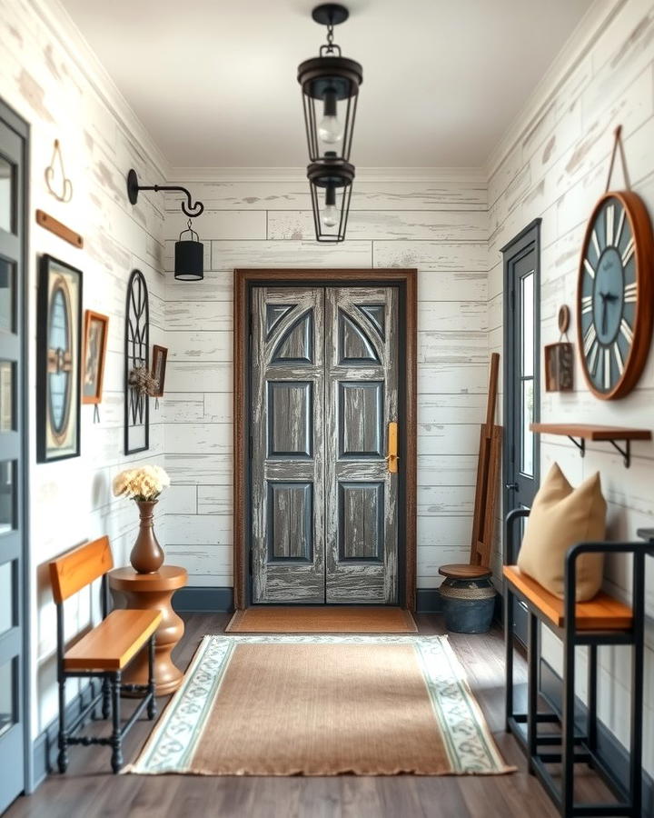 Distressed Shiplap Finish - 25 Shiplap Wall Entryway Ideas