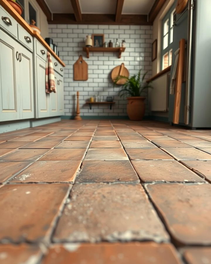 Distressed Terracotta Finish - 25 Terracotta Kitchen Floor Ideas