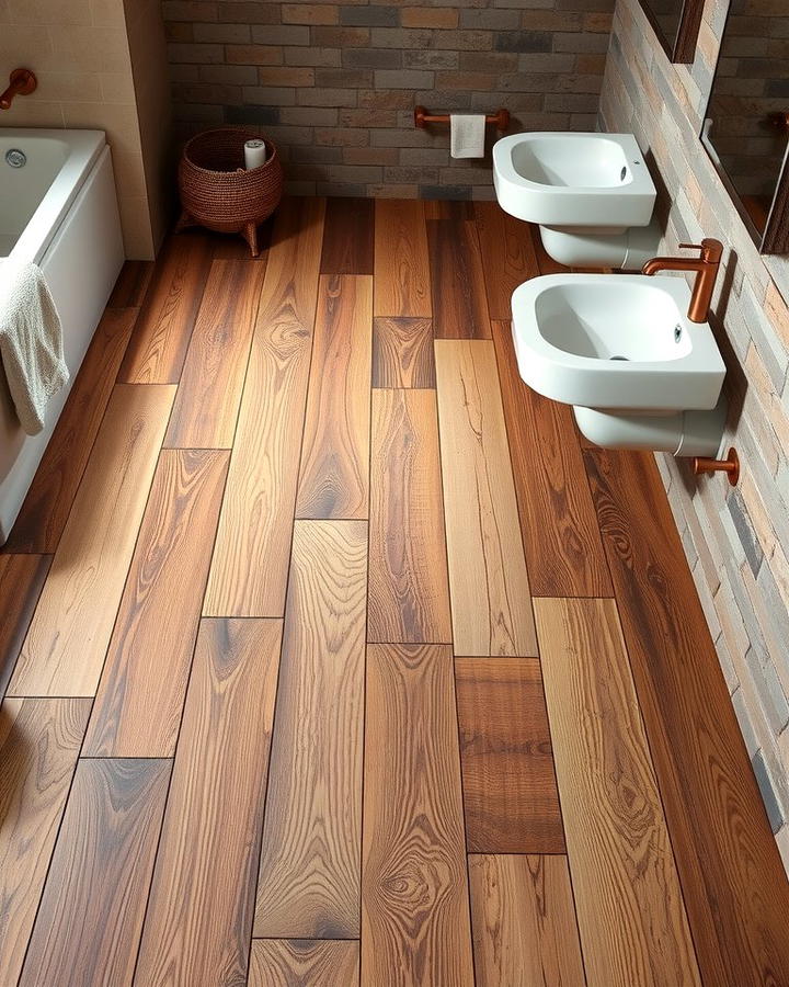 Distressed Wood Flooring - 25 Rustic Bathroom Ideas