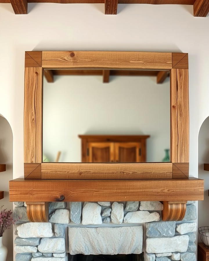 Distressed Wooden Frame Mirror - 25 Mirror Over Fireplace Ideas