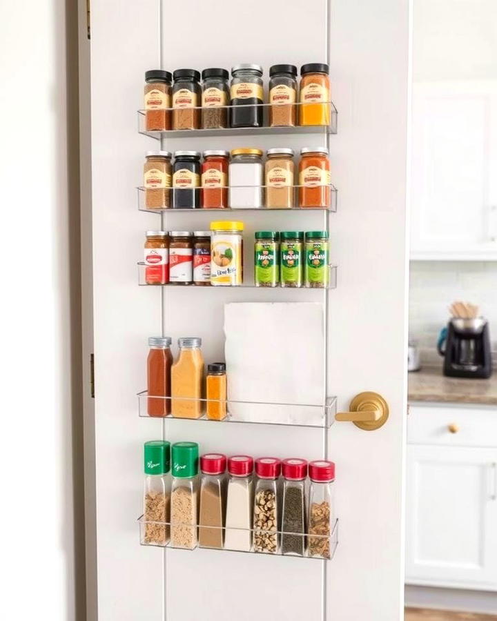 Door Mounted Spice Racks for Quick Access - 25 Small Pantry Ideas