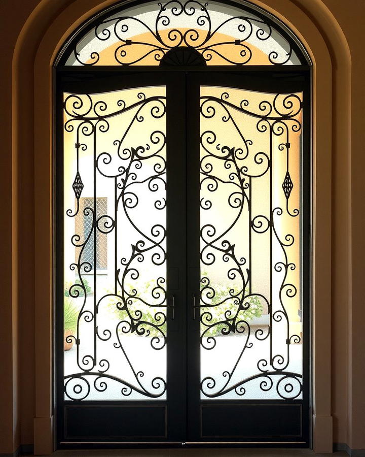 Doors with Glass Panels and Wrought Iron Overlays - 25 spanish style front door ideas