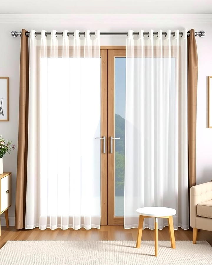 Double Layered Curtains for Versatility - 25 Sliding Door Curtain Ideas