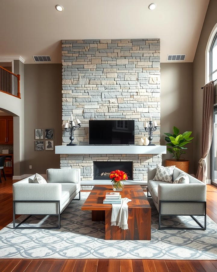 Double Sided Fireplace for Dual Spaces - 25 Stacked Stone Fireplace Ideas