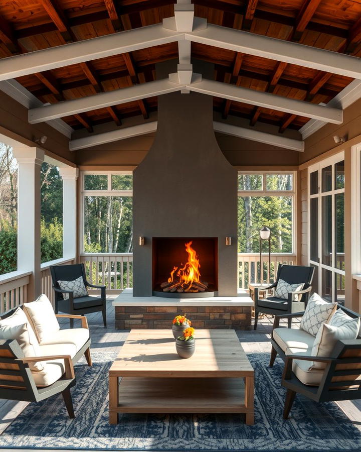 Double Sided Fireplaces - 25 Porch Fireplace Ideas