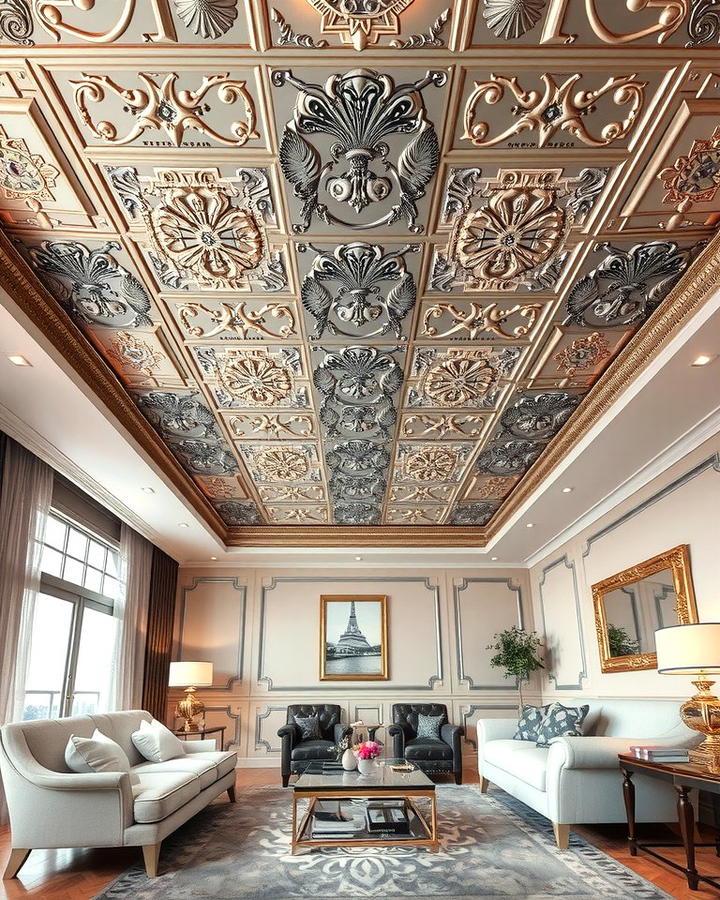 Dramatic Accent for Living Rooms - 25 Tin Ceiling