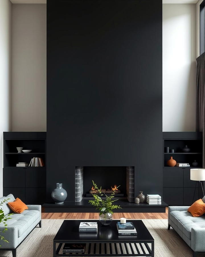 Dramatic Black Statement - 25 Two-story Fireplace Ideas