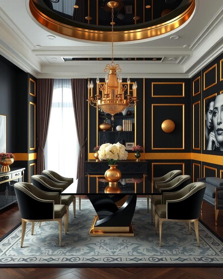 Dramatic Black and Gold Luxe - 30 Two Tone Wall Paint Ideas