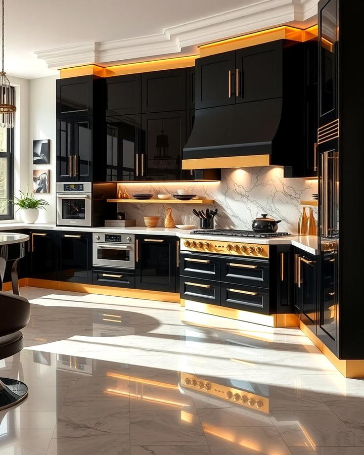 Dramatic Black and Gold - 25 Two Tone Kitchen Cabinet Ideas