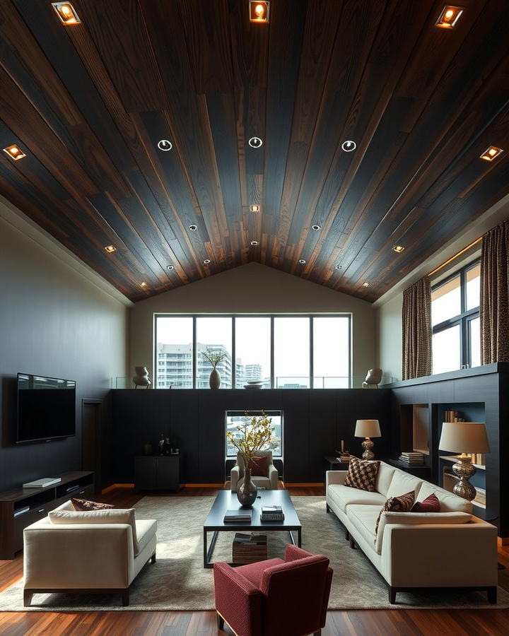 Dramatic Effect with Dark Stained Plywood - 25 Plywood Ceiling Ideas