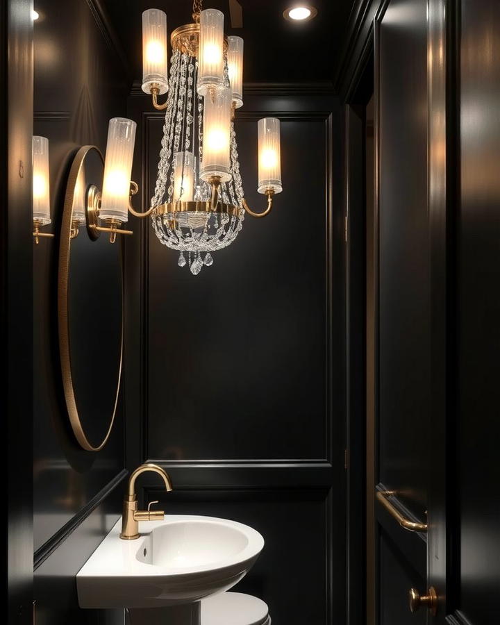 Dramatic Lighting Fixtures - 25 Small Powder Room Ideas