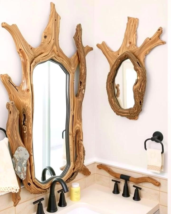 Driftwood Accents - 25 Rustic Bathroom Ideas