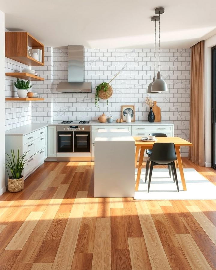 Dual Flooring Styles - 30 Split Level Kitchen Design Ideas