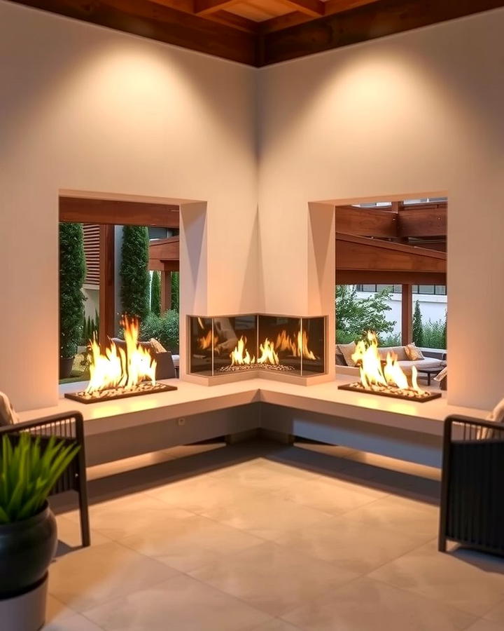 Dual Sided Fireplace for Shared Spaces 2 - 25 Outdoor Corner Fireplace Ideas