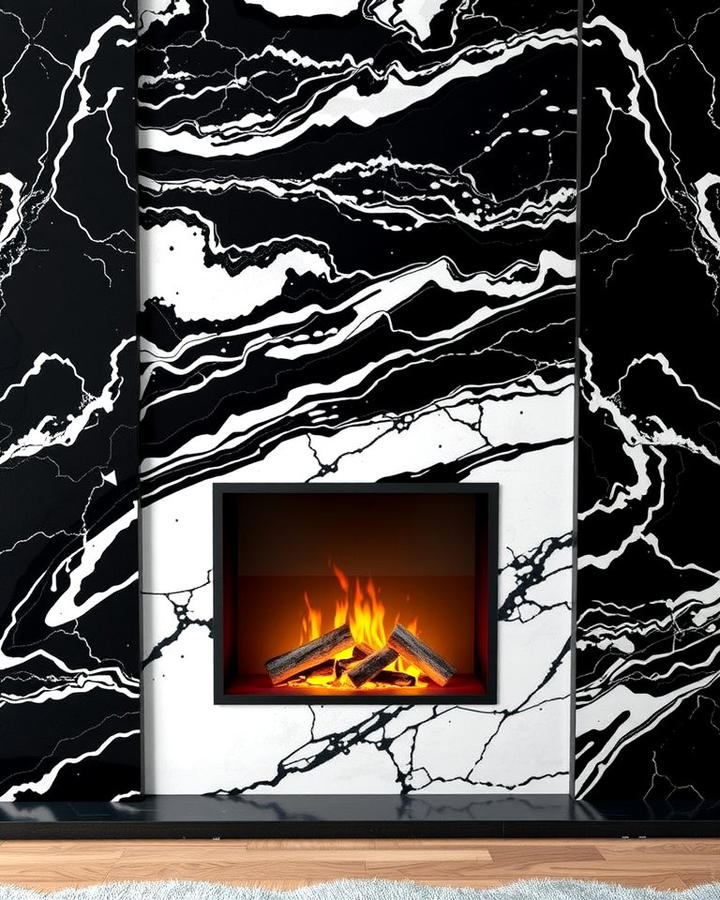 Dual Tone Quartz for Contrast - 25 Quartz Fireplace Surround Ideas