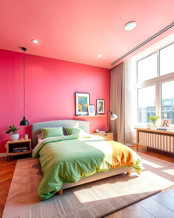 Dual Tone Walls for Balance - 25 Pink and Green Bedroom Ideas