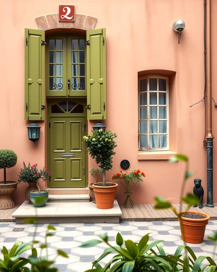 Dusty Pink with Olive Green Touches - 25 Pink House Exterior Ideas