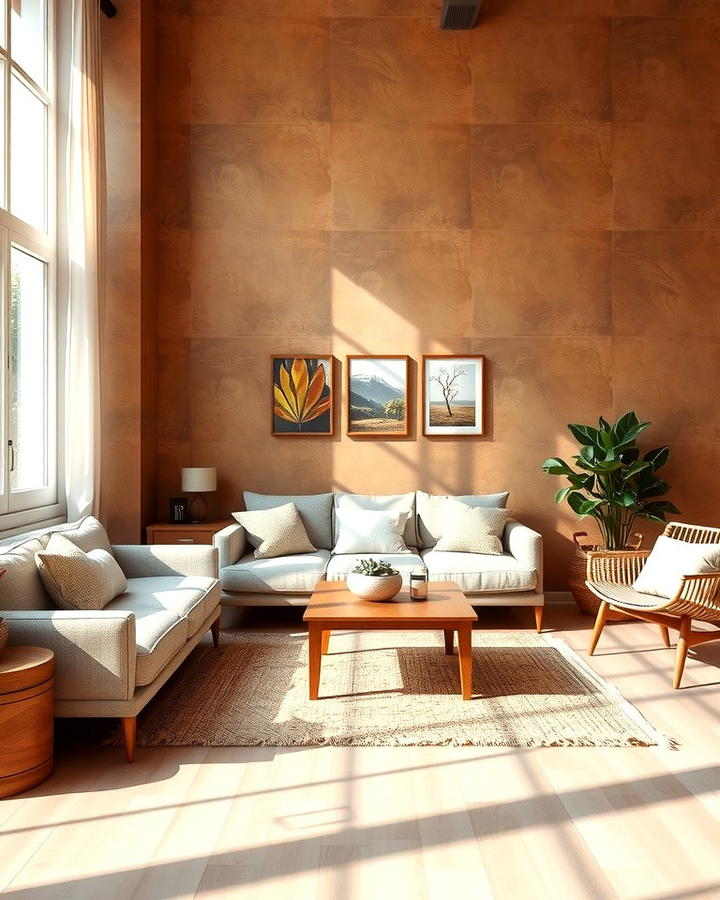 Earthy Accent Walls - 25 Organic Modern Living Room Design Ideas