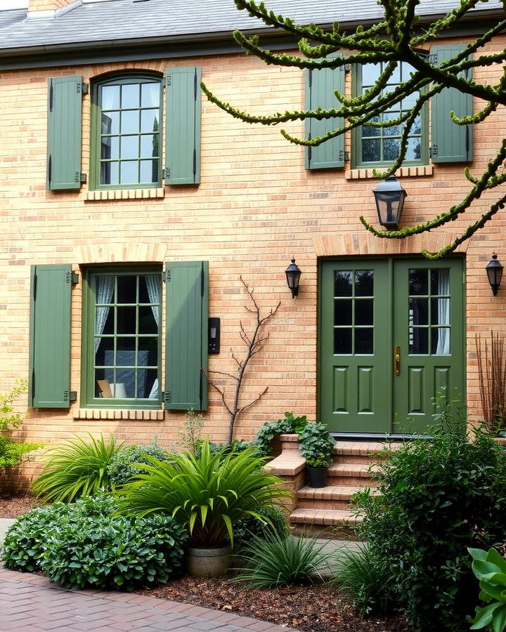 Earthy Green Tones for Natural Harmony - 30 Blonde Brick House Color Schemes