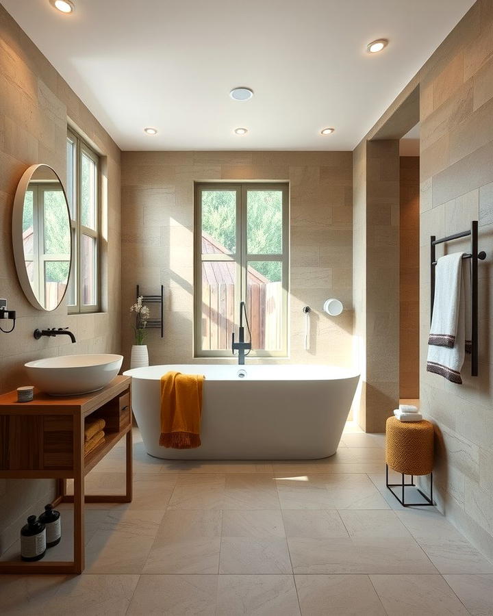 Earthy Stone Walls - 25 Natural Bathroom Ideas