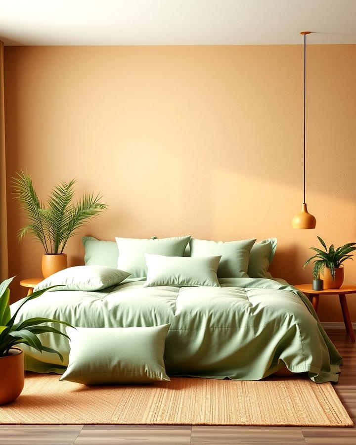 Earthy Tan with Green Accents - 25 Tan Bedroom Ideas