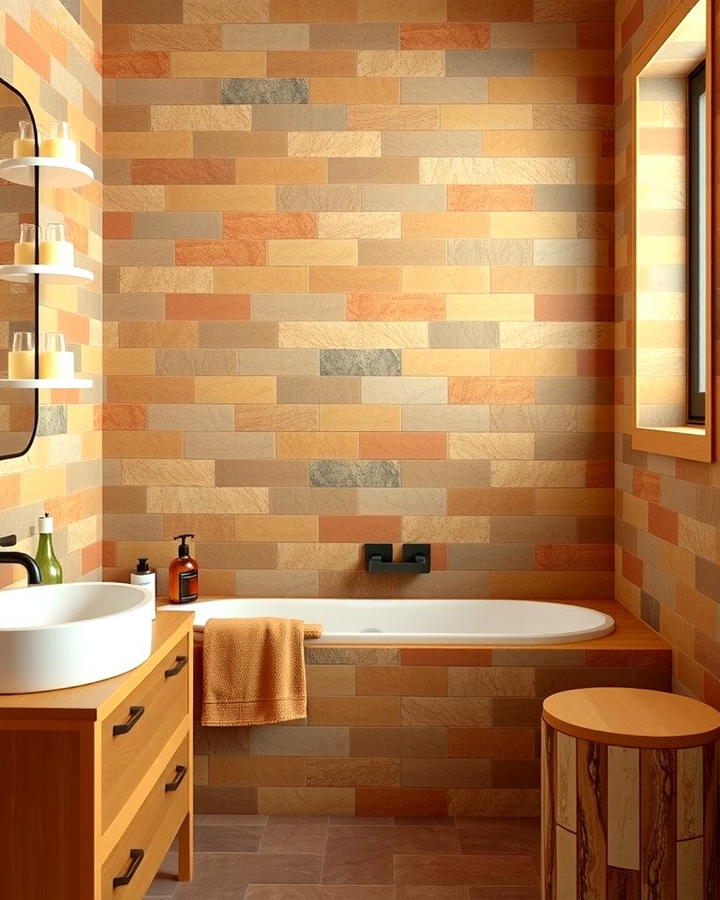 Earthy Terracotta Tiles - 30 Half-wall Tile Bathroom Ideas