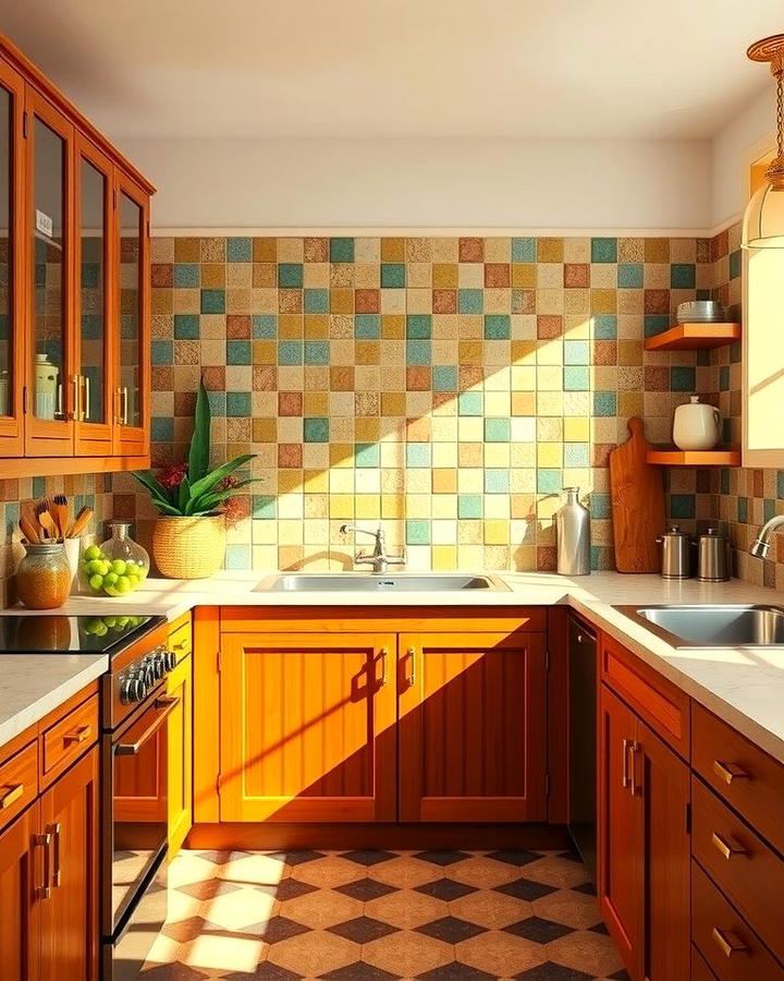 Earthy Tile Backsplashes - 30 70s Kitchen Ideas