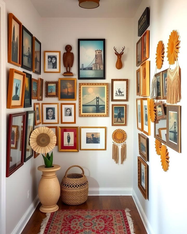 Eclectic Gallery Wall - 30 Boho Hallway Ideas