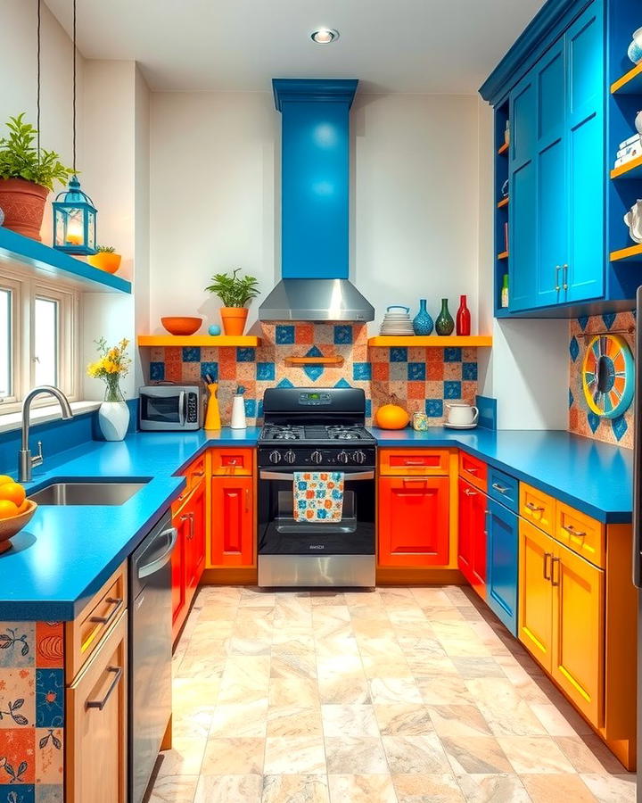 Eclectic Mix of Colors - 30 kitchens with blue countertops