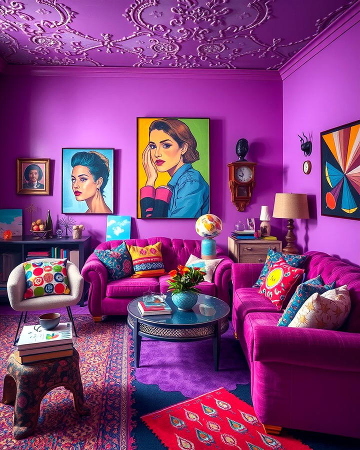 Eclectic Purple Fusion - 25 Purple Living Room Ideas