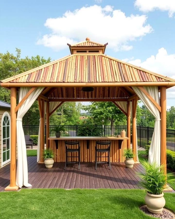 Eco Friendly Gazebo with Sustainable Materials - 30 Outdoor Kitchen with a Gazebo Ideas