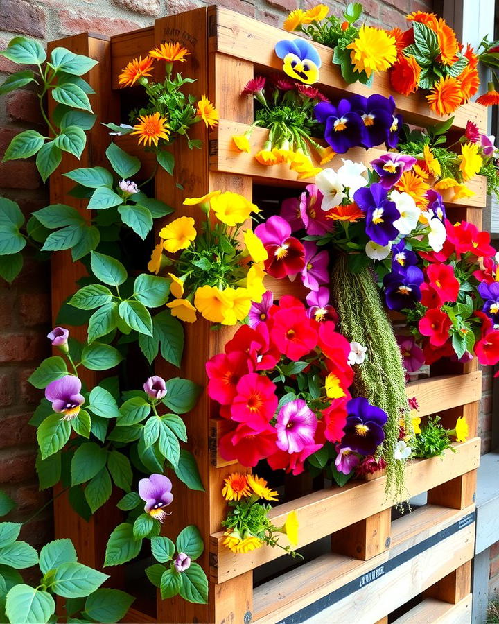 Edible Flower Pallet Garden - 25 Vertical Pallet Garden Ideas