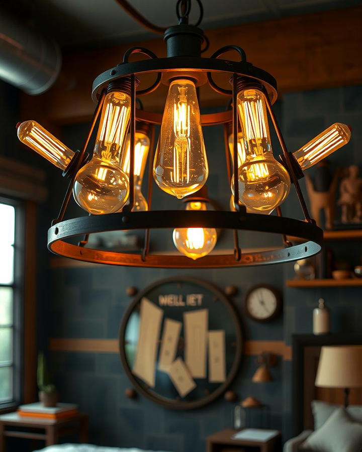 Edison Bulb Chandeliers - 25 Steampunk Bedroom Ideas