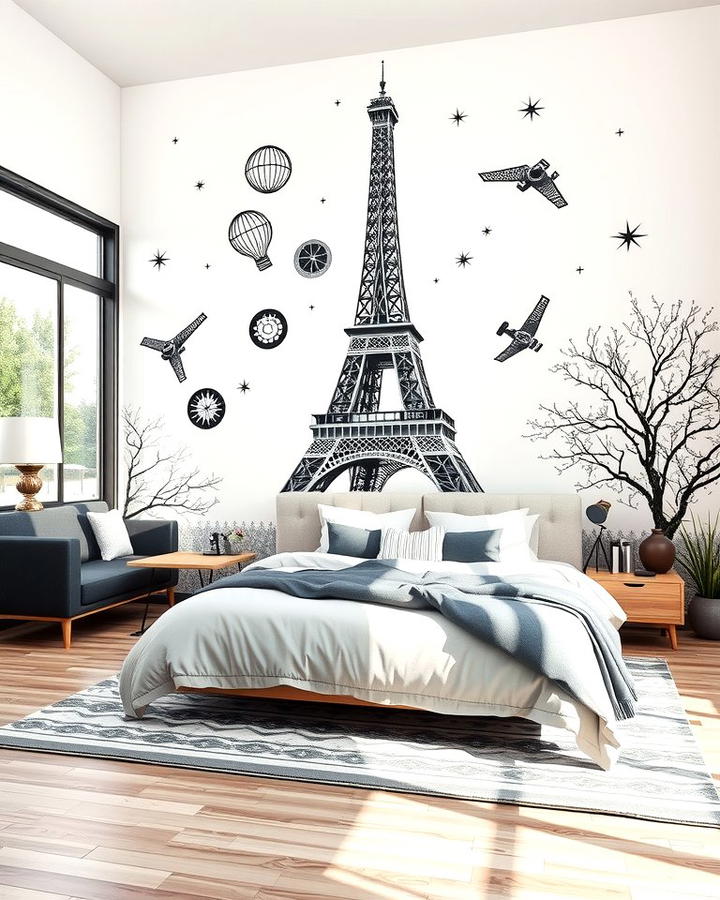 Eiffel Tower Wall Art - 25 Paris-themed Bedroom Ideas