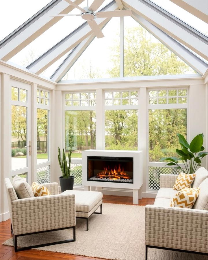 Electric Fireplace Insert - 25 Sunroom With Fireplace Ideas