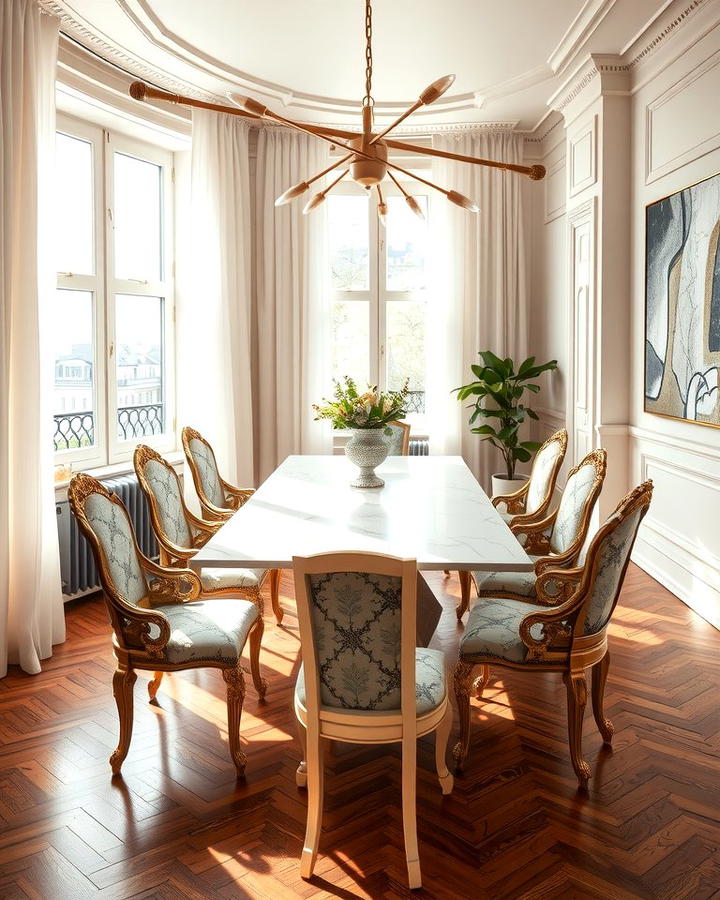 Elegance with a Marble Dining Table - 25 Parisian Dining Room Ideas