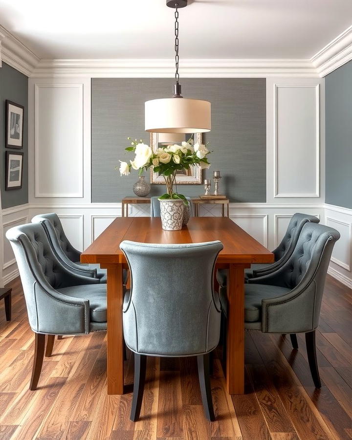 Elegant Gray Upholstered Chairs - 30 Gray Dining Room Ideas