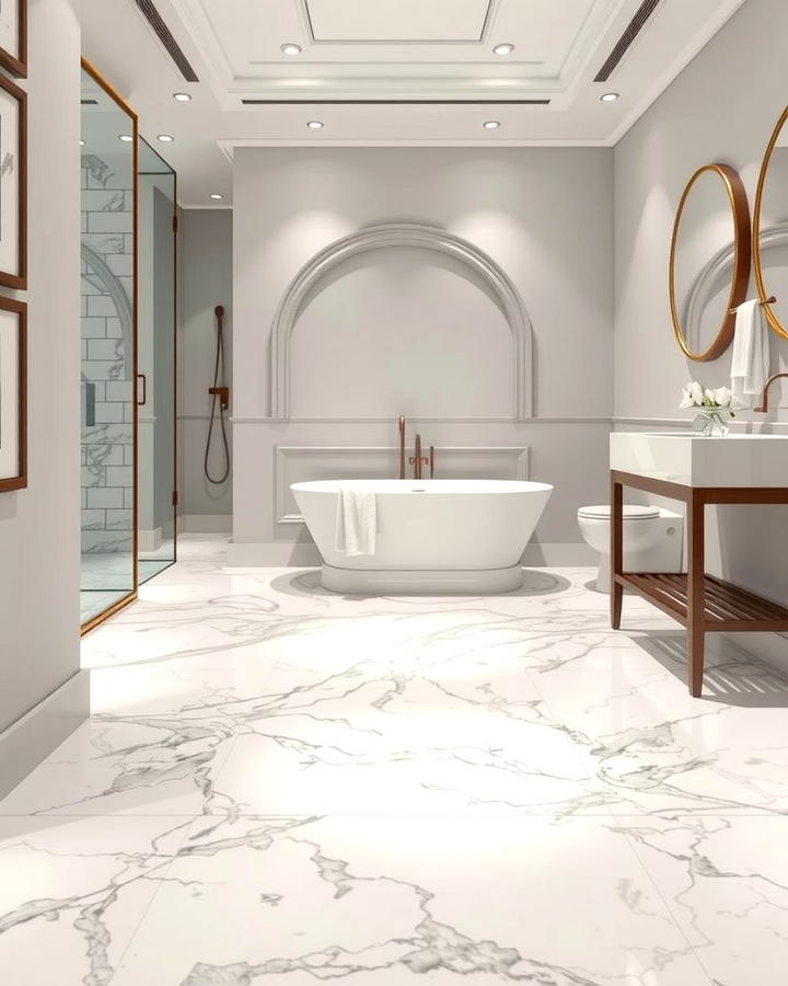 Elegant Marble Flooring - 25 Small Bathroom Flooring Ideas