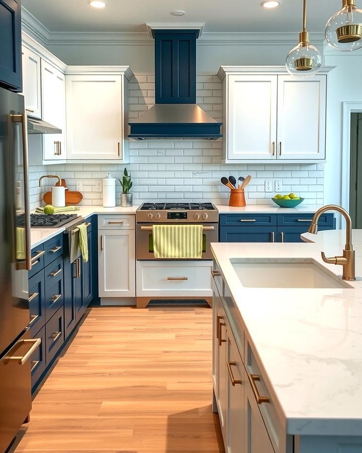 Elegant Navy and White Pairing - 25 Two Tone Kitchen Cabinet Ideas